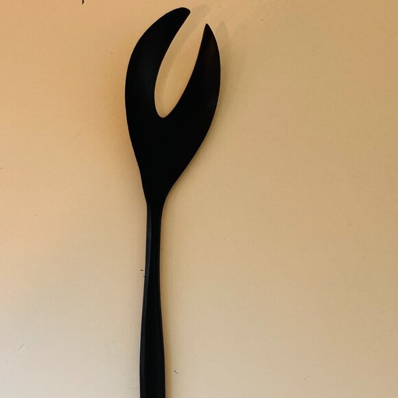 Vintage Long Stemmed SWISS Made  Black Salad Fork & Spoon and Vintage Wood Board - Picture 4 of 9